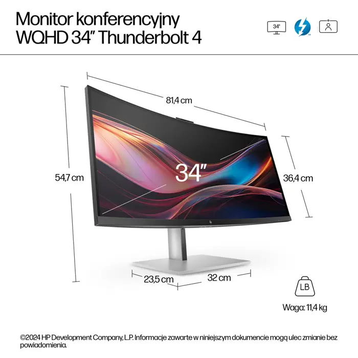 HP Series 7 Pro 34 inch WQHD Conferencing Monitor - 734pm