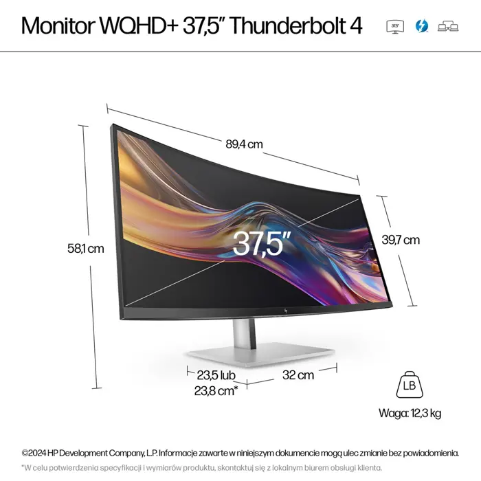 HP Series 7 Pro 37.5 inch WQHD+ Thunderbolt 4 Monitor - 738pu