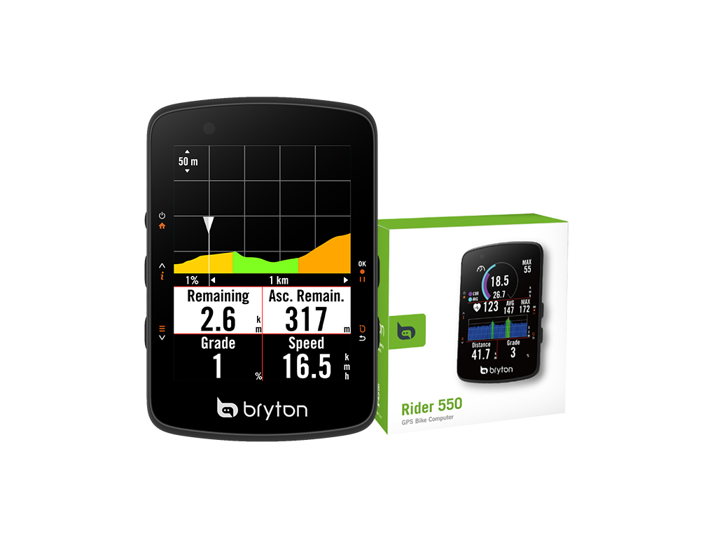 Kolesarski računalnik Bryton Rider 550 E, USB-C