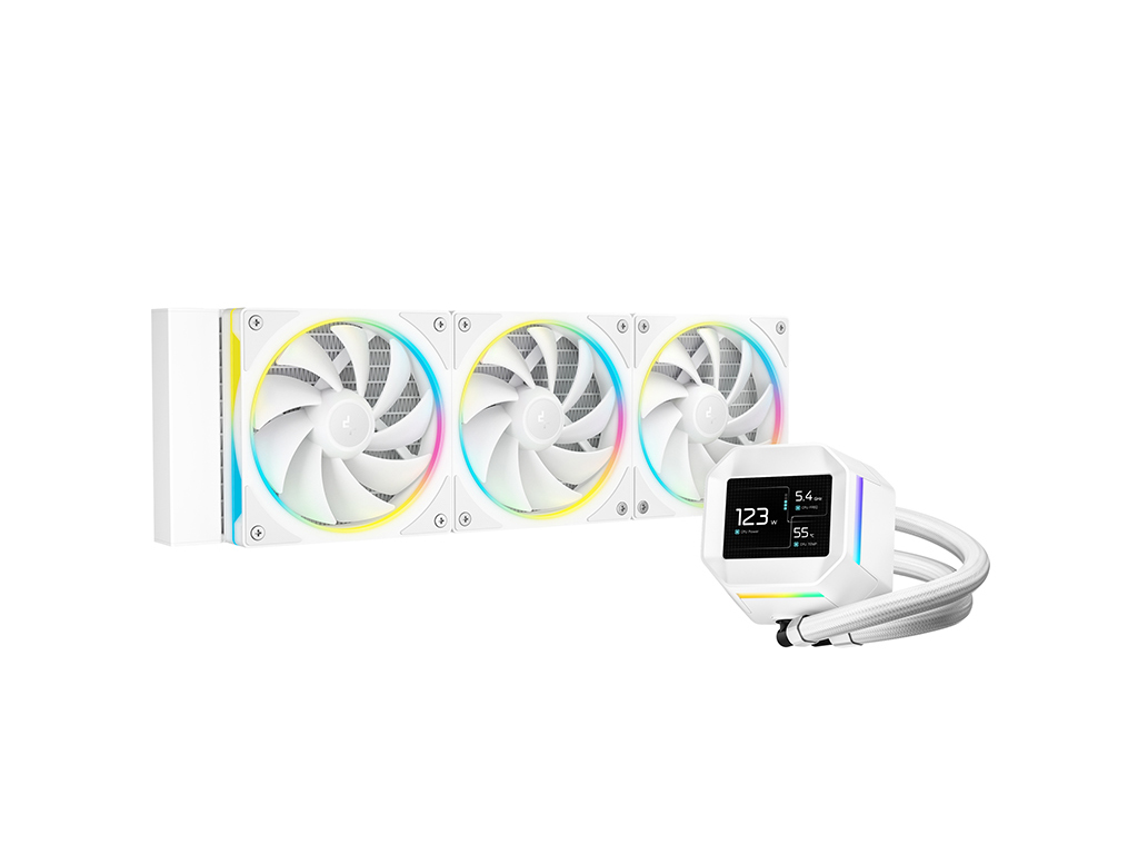 Vodeno hlađenje AIO Liquid Cooler DeepCool LM360 WH, 360mm, LCD, ARGB, bel - R-LM360-WHDMMC-1