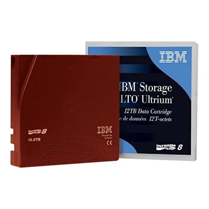 IBM LTO8 medium 30 TB, streaming media (dark red)