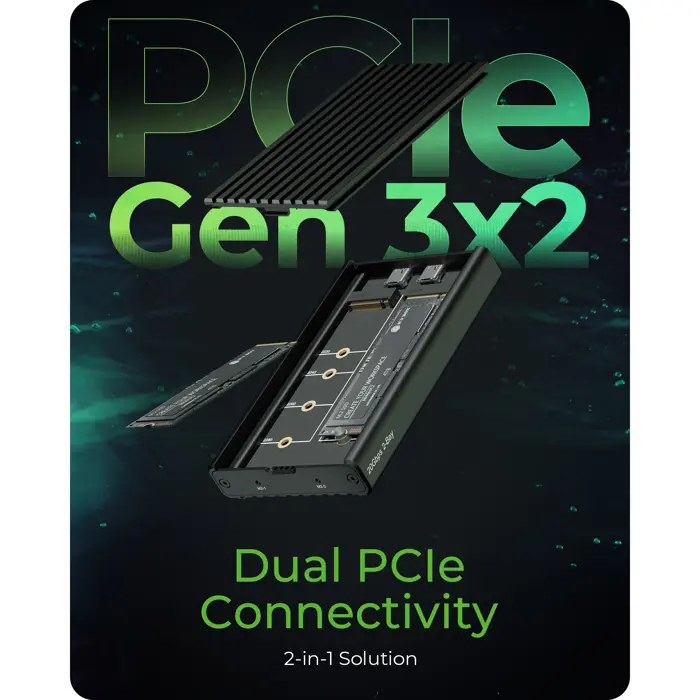 ICY BOX IB-2817M-C32, drive enclosure black, 2 bay enclosure for M.2 NVMe via USB 3.2 Gen 2x2 Type-C