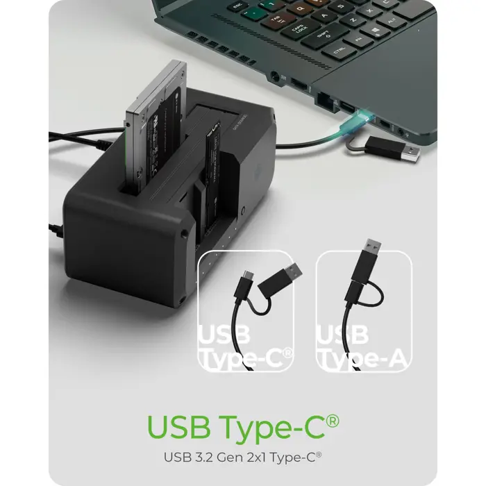 ICY BOX IB-2924MSCL-C31, docking station (black, 2.5"/3.5" SATA, M.2 NVMe)