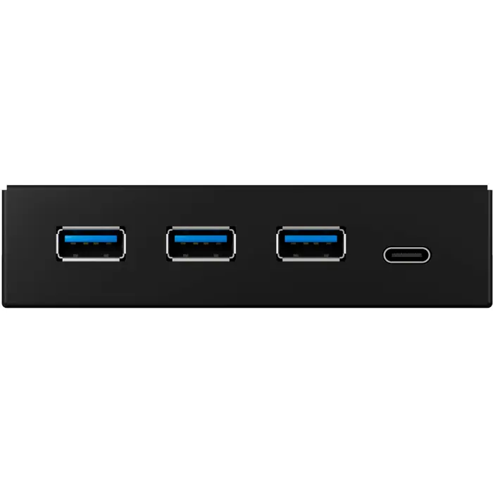 ICY BOX IB-HUB1418-i3, front panel (black, 3x USB 3.0 Type-A, 1x USB Type-C)