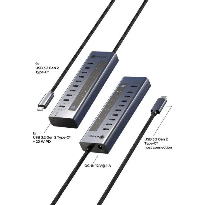 ICY BOX IB-HUB1450-C31, USB hub anthracite