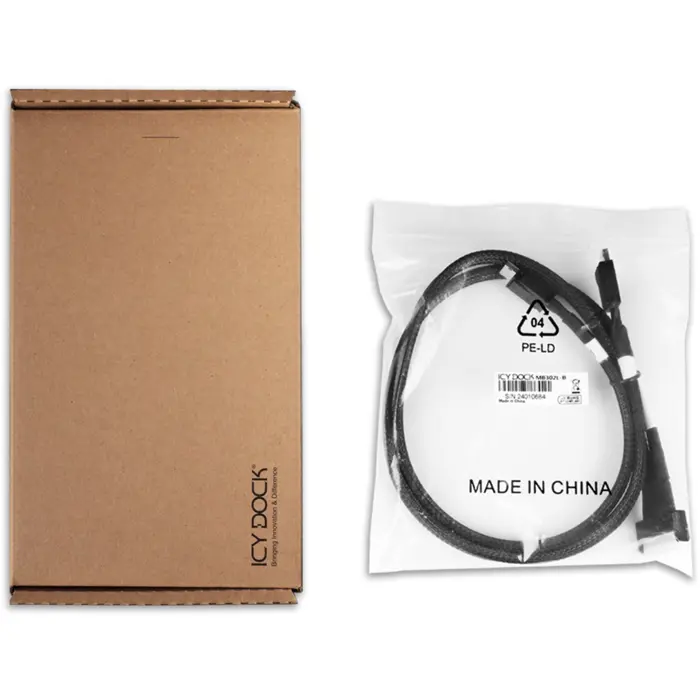 Icy Dock Cable MCIO x8 SFF-TA-1016 > 2x OCuLink 4i SFF-8611 (black, 50cm)