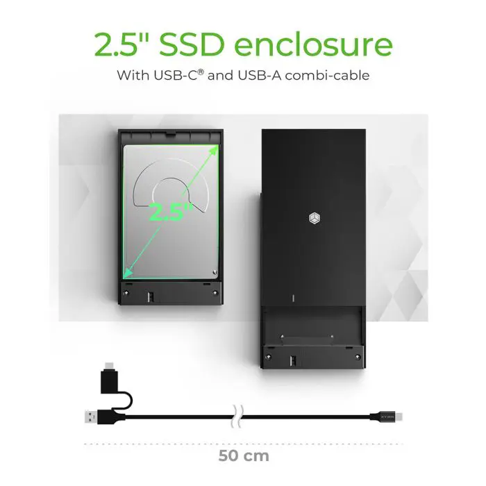 IcyBox IB-200T-C3  USB-C 3.2 ohišje za 2,5" HDD in SSD diske