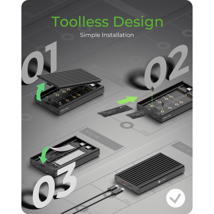 IcyBox IB-2817M-C32 enclosure for 2 M.2 NVMe with USB-C 3.2 Gen 2 connector