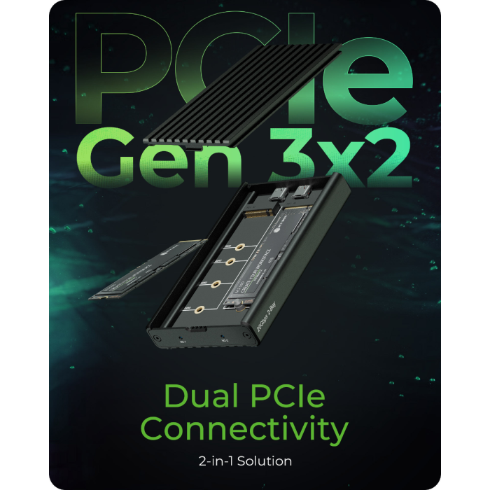 IcyBox IB-2817M-C32 enclosure for 2 M.2 NVMe with USB-C 3.2 Gen 2 connector