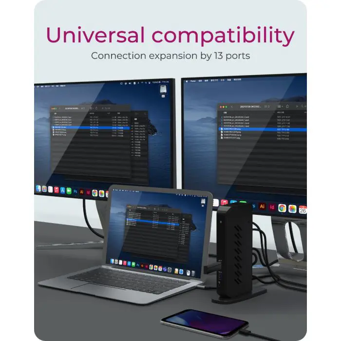 Icybox IB-DK2252AC 12-in-1 USB-C/A priklopna postaja z DisplayLink
