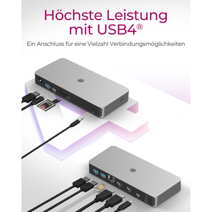 Icybox IB-DK2880-C41 docking station USB4 Type-C with dual video output