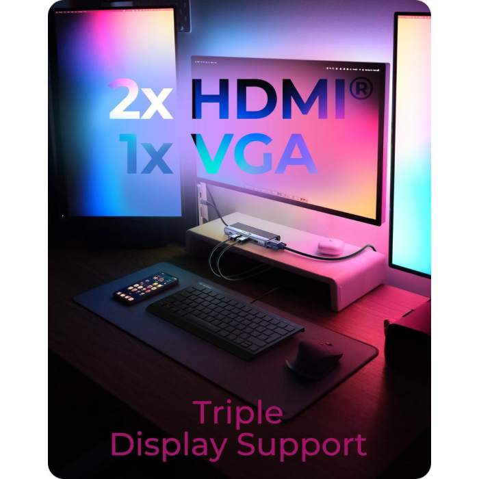 IcyBox IB-DK4062-CPD 12-in-1 DockingStation with triple video connection