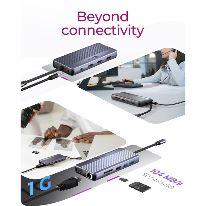 IcyBox IB-DK4062-CPD 12-in-1 DockingStation with triple video connection