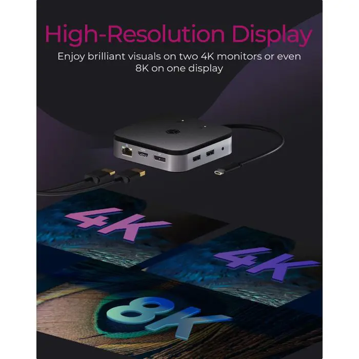 Icybox IB-DK408-C41 USB4 docking station with dual video output 7in1, 60W PowerDelivery power supply
