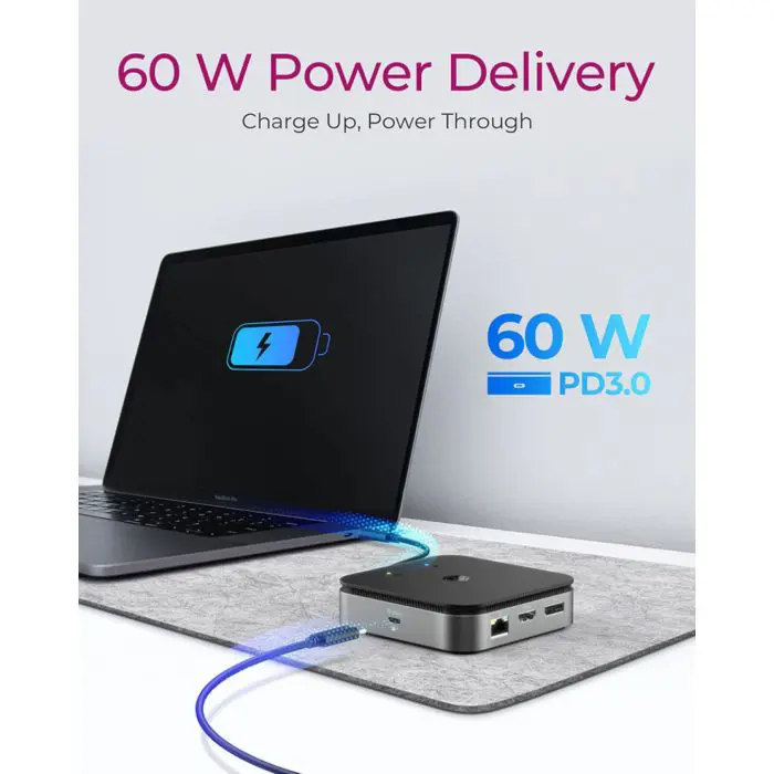 Icybox IB-DK408-C41 USB4 docking station with dual video output 7in1, 60W PowerDelivery power supply