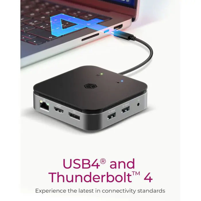 Icybox IB-DK408-C41 USB4 docking station with dual video output 7in1, 60W PowerDelivery power supply