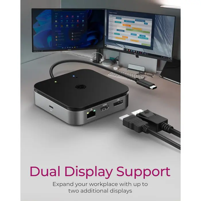 Icybox IB-DK408-C41 USB4 docking station with dual video output 7in1, 60W PowerDelivery power supply