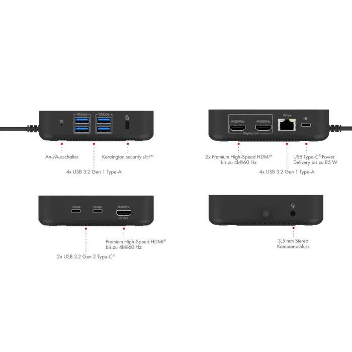 ICYBOX IB-DK4090-C USB Type-C 12V1 Laptop Station with 100W PD