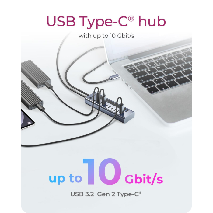 IcyBox IB-HUB1450-C31 10-port USB-C 3.2 hub interface