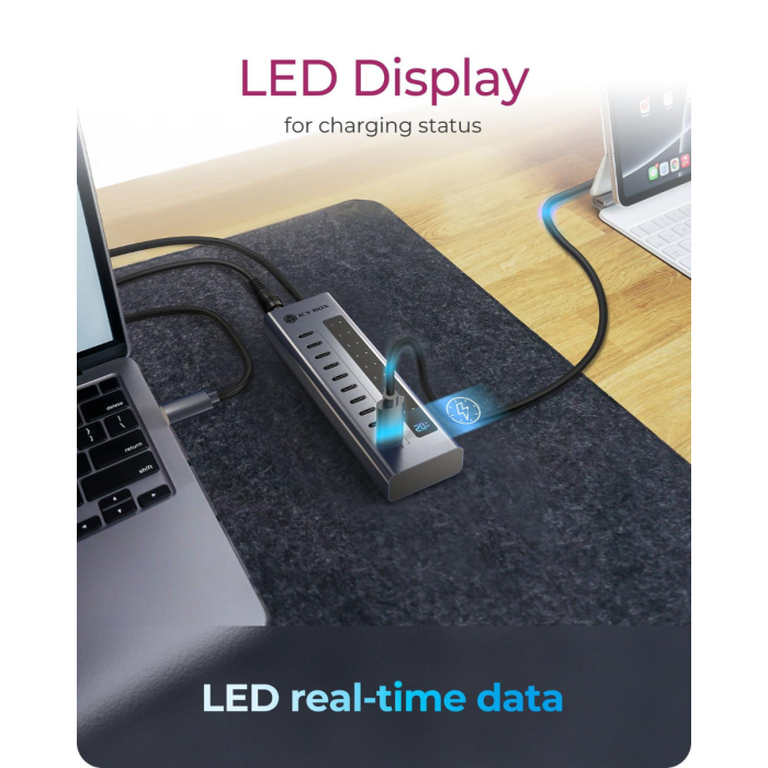 IcyBox IB-HUB1450-C31 10-port USB-C 3.2 hub interface