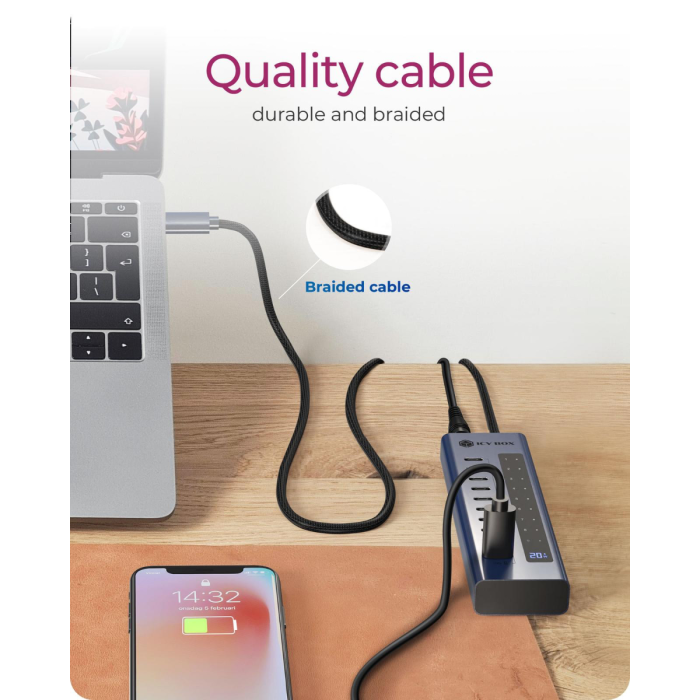 IcyBox IB-HUB1450-C31 10-port USB-C 3.2 hub interface
