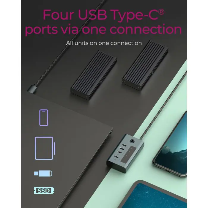 Icybox IB-HUB1454-C31 4-port hub with USB 3.2 Gen 2 Type-C interface