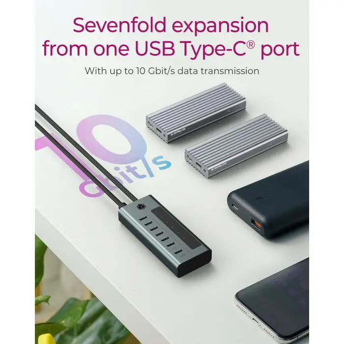 Icybox IB-HUB1457-C31 7-port hub interface USB 3.2 Type-C