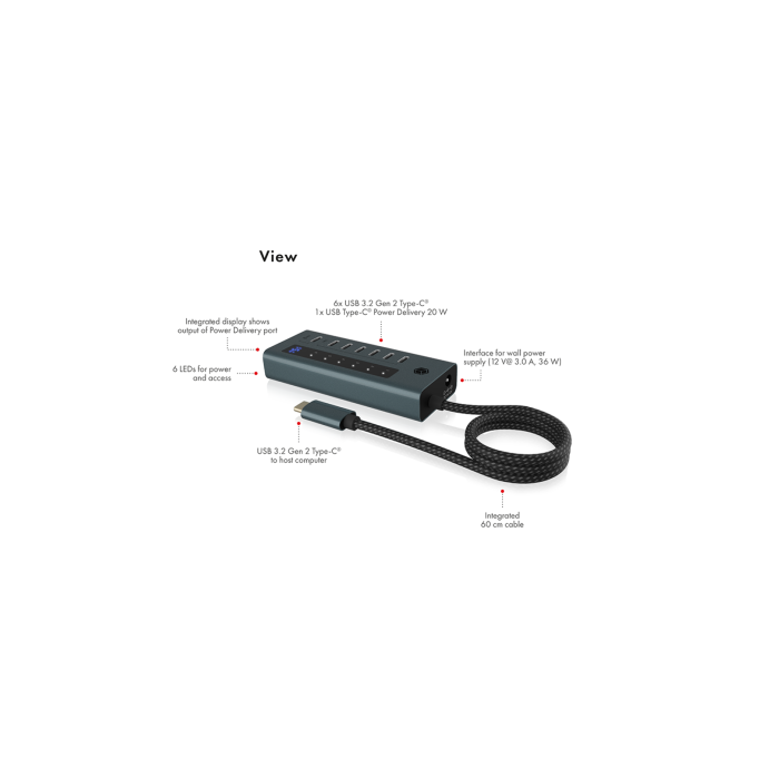 Icybox IB-HUB1457-C31 7-port hub interface USB 3.2 Type-C