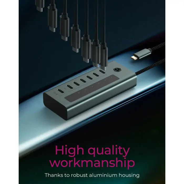 Icybox IB-HUB1457-C31 7-port hub interface USB 3.2 Type-C