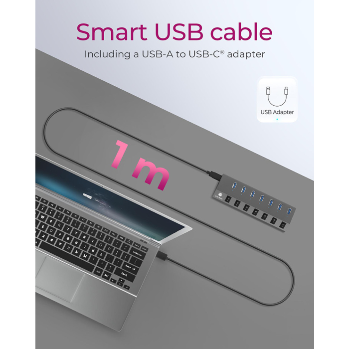 IcyBox IB-HUB1701-C3 7-portni USB-A hub s stikali
