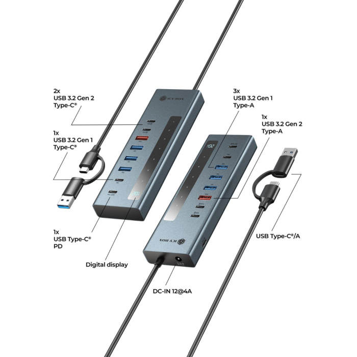 ICYBOX IB-HUB1743-CPD 9-in-1 USB-C/A hub interface with PD