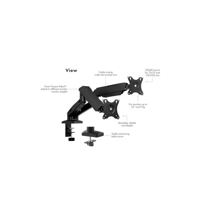 Icybox IB-MS204-T table mount for two monitors up to 32" or weight 9kg