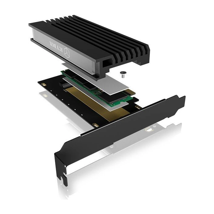 Icybox IB-PCI214M2-HSL enclosure/adapter for M.2 NVMe SSDs to PCIe x4 card with cooler