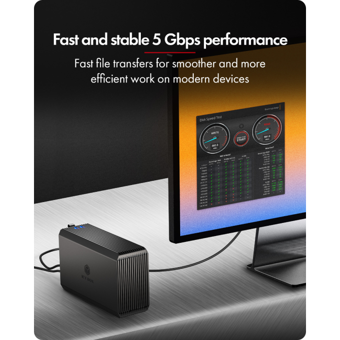 IcyBox IB-RD3720-CU3 RAID system for 2x 3.5"/2.5" SATA HDD and SSD drives with RAID switch