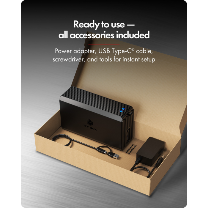 IcyBox IB-RD3720-CU3 RAID system for 2x 3.5"/2.5" SATA HDD and SSD drives with RAID switch
