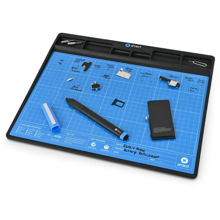 iFixit Pro Tech Toolkit + iFixit FixMat magnetische Projektmatte, ESD-geschützt - blau-
