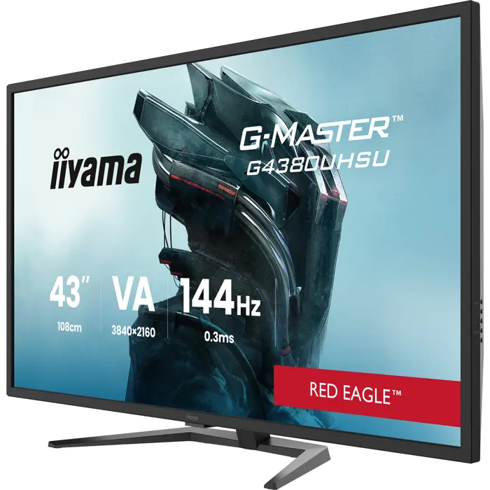 iiyama G-Master G4380UHSU-B2 Red Eagle, gaming monitor - 42.5 - black, 4K UHD, VA, Adaptive-Sync, USB HUB, HDR, 144Hz panel