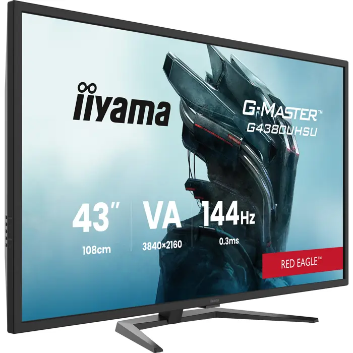 iiyama G-Master G4380UHSU-B2 Red Eagle, gaming monitor - 42.5 - black, 4K UHD, VA, Adaptive-Sync, USB HUB, HDR, 144Hz panel