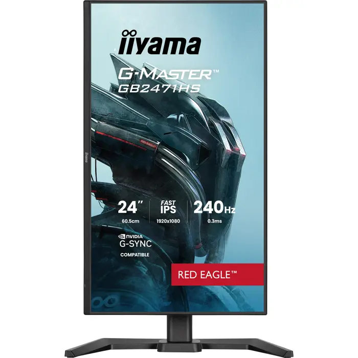 iiyama G-Master GB2471HS-B1 Red Eagle, gaming monitor - 23.8 - black (matt), FullHD, Fast-IPS, HDMI, DP, G-Sync comp., 240Hz panel