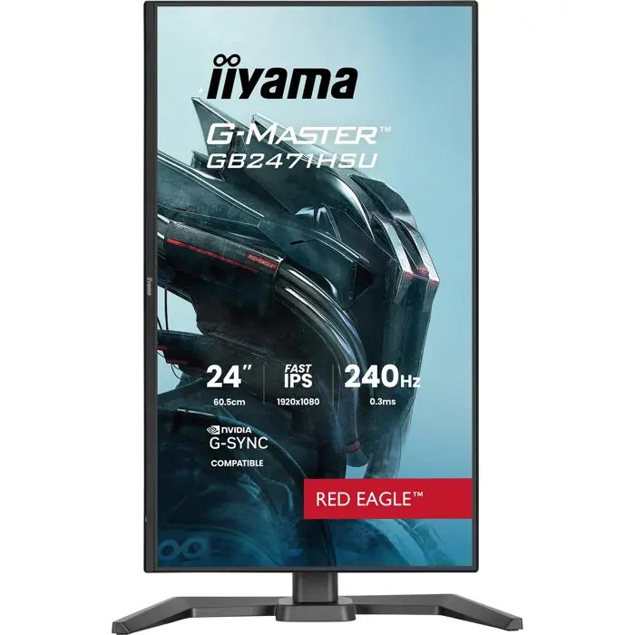 iiyama G-Master GB2471HSU-B1 Red Eagle, gaming monitor - 23.8 - black (matt), FullHD, Fast-IPS, HDMI, DP, G-Sync comp., USB hub, 240Hz panel