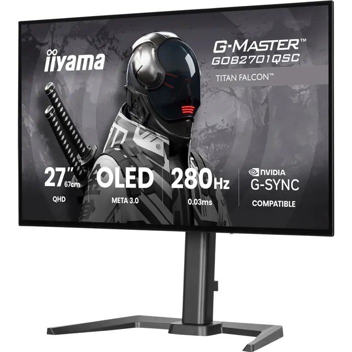 Iiyama G-Master GOB2701QSC-B1 OLED (68.6 cm (27 inches), black, QHD, HDMI, DP, USB hub, 280Hz panel)