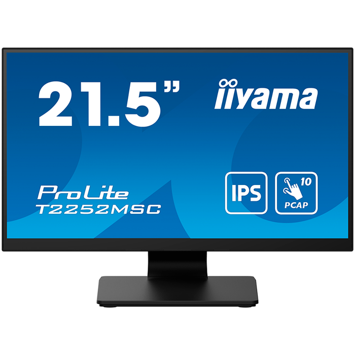 IIYAMA Monitor LED T2252MSC-B2AG 21.5" PCAP 10pt Touchscreen monitor featuring IPS panel technology, Edge-to-Edge glass design and Anti Glare coating HDMI DP USB HUB Tilt 3y