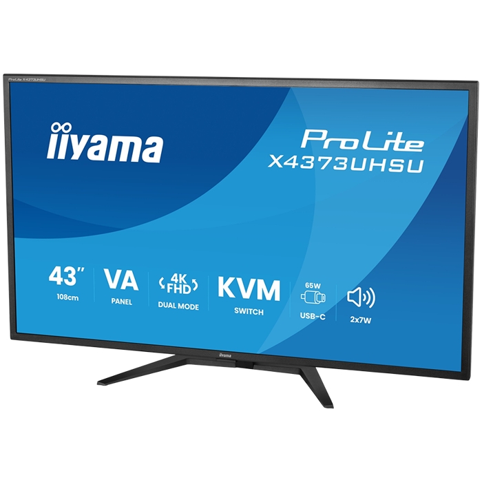 IIYAMA Monitor LED X4373UHSU-B2 KVM Switch 42.5" VA LED 3840 x 2160 60hz 450cd 3ms HDMI DP USB Type C 95W Tilt 3y
