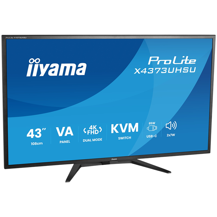 IIYAMA Monitor LED X4373UHSU-B2 KVM Switch 42.5" VA LED 3840 x 2160 60hz 450cd 3ms HDMI DP USB Type C 95W Tilt 3y