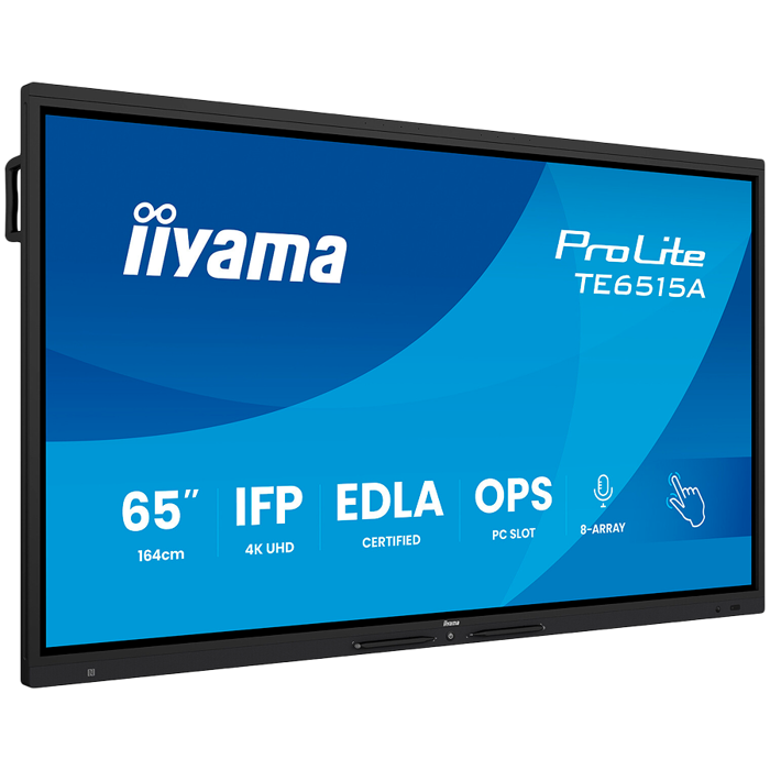 Iiyama ProLite TE6515A-B1AG - 65" Diagonal Class (64.5" viewable) LED-backlit LCD display interactive digital signage with touchscreen (multi touch) / 8-microphone array / optional slot-in PC capabili