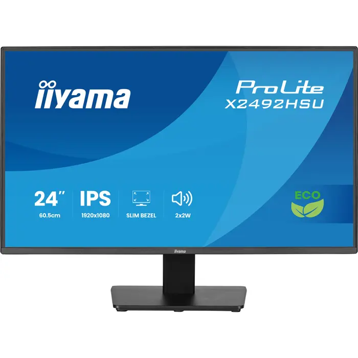 iiyama Prolite X2492HSU-B1, LED monitor - 24 - black (matt), FullHD, IPS, HDMI, DP, USB hub, 120Hz panel
