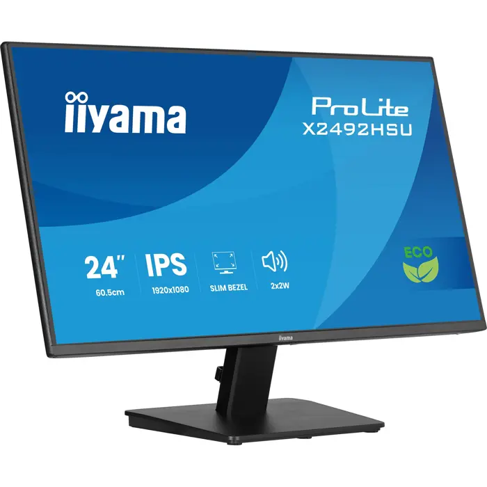 iiyama Prolite X2492HSU-B1, LED monitor - 24 - black (matt), FullHD, IPS, HDMI, DP, USB hub, 120Hz panel
