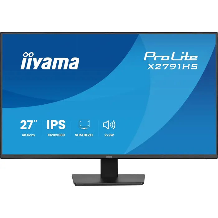 Iiyama ProLite X2791HS-B1 (68.6 cm (27 inch), black (matt), FullHD, IPS, HDMI, DP, loudspeakers, 120Hz panel)