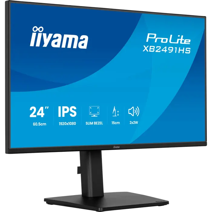 Iiyama ProLite XB2491HS-B1 (60.5 cm (23.8 inch), black (matt), FullHD, IPS, HDMI, DP, ergonomic stand, 120Hz panel)