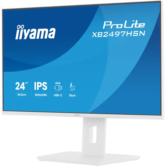 Iiyama ProLite XB2497HSN-W1 (60.5 cm (23.8 inch), white, FullHD, IPS, HDMI, DP, USB-C, USB Hub, Daisy Chain, 100Hz Panel)
